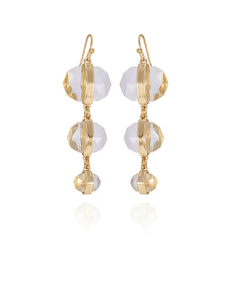 Vince Camuto Gold-Tone Clear Glass Stone Linear Drop Earrings