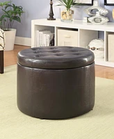 Convenience Concepts 22" Faux Leather Round Shoe Storage Ottoman