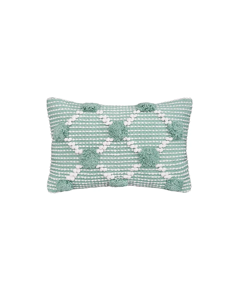 carol & frank Josie Surf Pillow Green 14" x 22" Rectangle Soft Woven Pillow For Couch Sofa Bed Chair Cotton