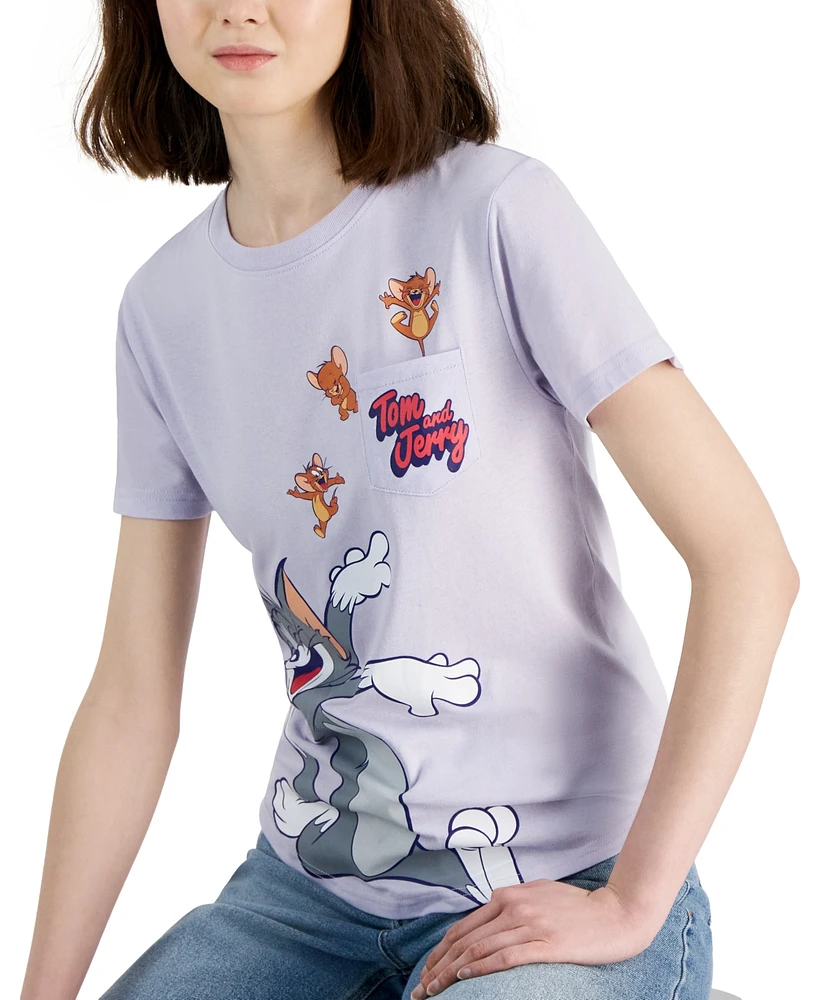 Tom and Jerry Juniors' Short-Sleeve Graphic Pocket Tee