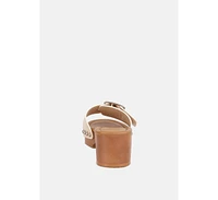 Miindy Womens Buckle Strap Leather Slip On Sandal