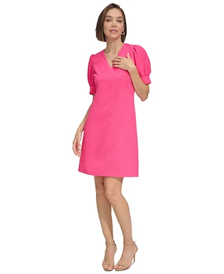 Tommy Hilfiger Women's Blossom Jacquard Puff-Sleeve Dress