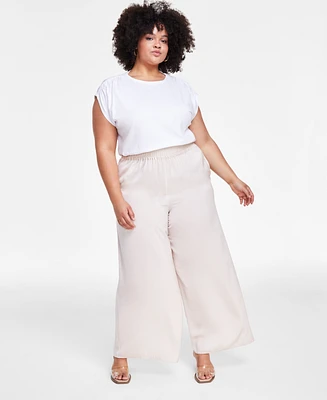 Bar Iii Trendy Plus Pull-On Wide-Leg Pants, Created for Macy's