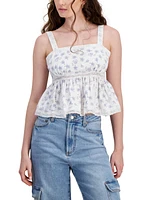 Celebrity Pink Juniors' Crochet-Trim Babydoll Top