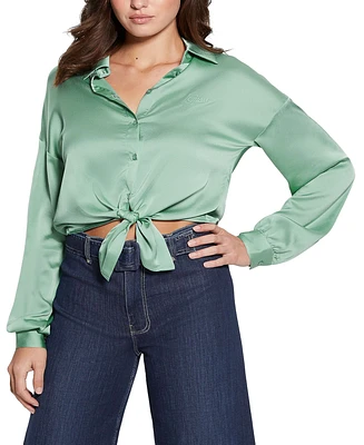 Guess Women's Eco Long Sleeve Bowed Jun Shirt