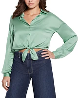 Guess Women's Eco Long Sleeve Bowed Jun Shirt