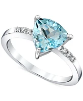 Aquamarine (1-5/8 ct. t.w.) & Diamond Accent Trillion Ring in 10k White Gold