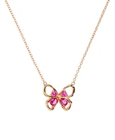 Lab-Grown Pink Sapphire Openwork Butterfly 18" Pendant Necklace (1/2 ct. t.w.) in 14k Rose Gold-Plated Sterling Silver