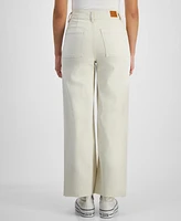 Dollhouse Juniors' High-Rise Wide-Leg Raw-Edge Jeans