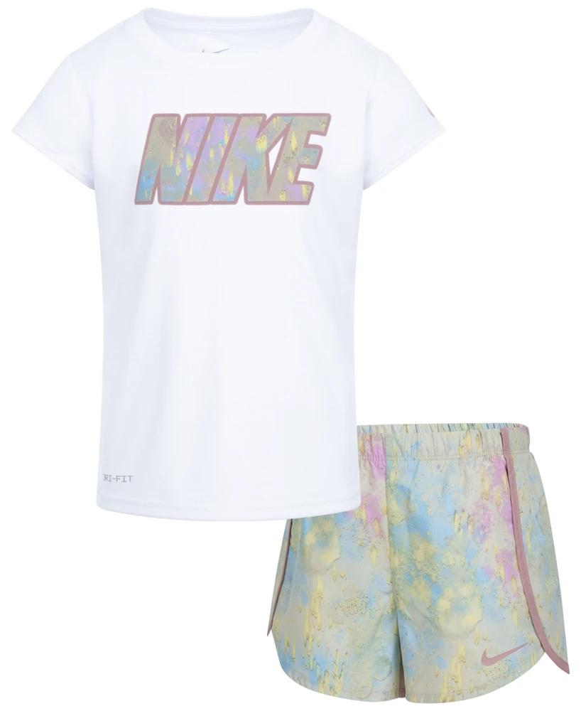 Nike Little Girls Dri-fit T-shirt and Sprinter Shorts, 2 Piece Set