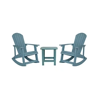 Atlantic Adirondack Patio Furniture Set Includes All-Weather Rocking Chairs And Side Table