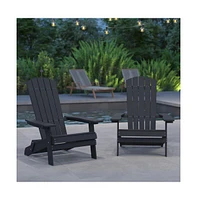 Set Of Riviera Poly Resin Folding Adirondack Lounge Chair