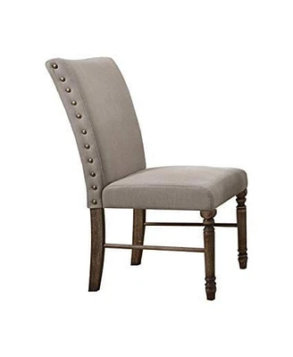 Simplie Fun Leventis Side Chair (Set-2) In Cream Linen & Weathered Oak