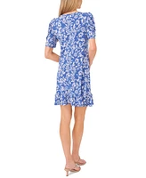 Msk Petite Printed Puff-Sleeve Fit & Flare Dress