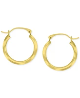 Crystal Pave Small Round Hoop Earrings in 10k Gold, 0.75"