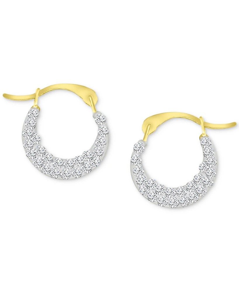 Crystal Pave Extra Small Hoop Earrings in 10k Gold, 0.45"