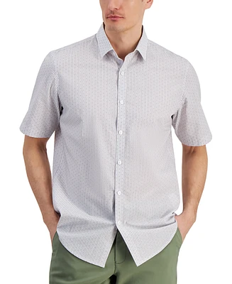 Alfani Men's Regular-Fit Yarn-Dyed Stripe Clip Dobby Button-Down Shirt, Created for Macy's