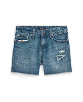 Polo Ralph Lauren Big Girls Paint-Splatter-Print Cotton Denim Shorts