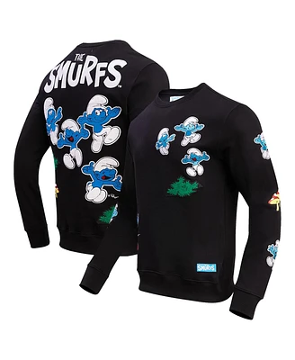 Men's and Women's Freeze Max Black The Smurfs Jumping Pullover Sweatshirt