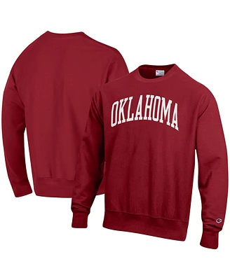 Men's Champion Crimson Oklahoma Sooners Arch Reverse Weave Pullover Sweatshirt