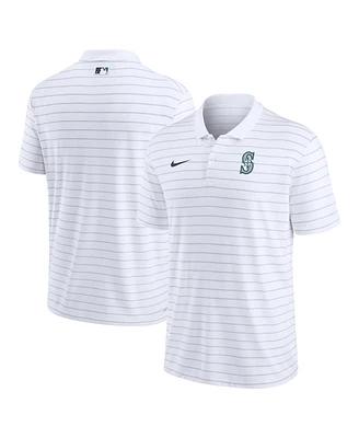 Men's Nike White Seattle Mariners Authentic Collection Victory Striped Performance Polo Shirt