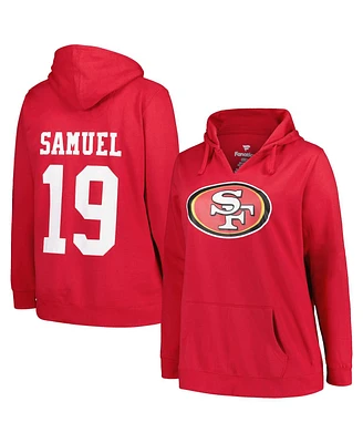 Women's Profile Deebo Samuel Scarlet San Francisco 49ers Plus Player Name and Number Pullover Hoodie