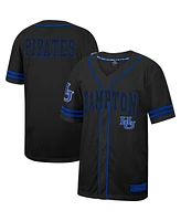 Men's Colosseum Black Hampton Pirates Free Spirited Mesh Button-Up Baseball Jersey