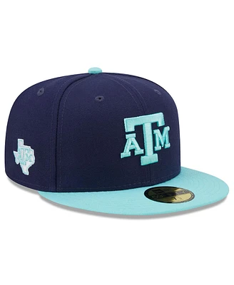 Men's New Era Navy, Light Blue Texas A&M Aggies 59FIFTY Fitted Hat