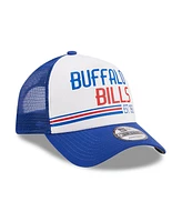 Men's New Era White, Royal Buffalo Bills Stacked A-Frame Trucker 9FORTY Adjustable Hat