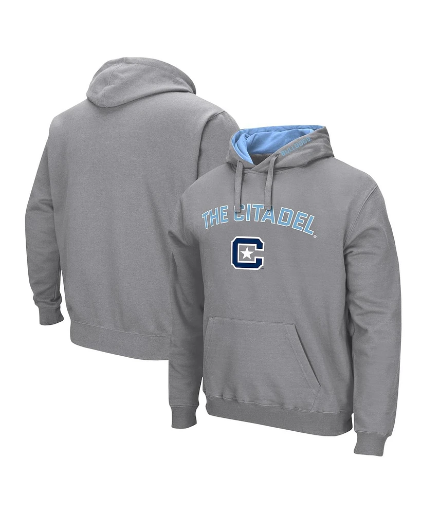 Men's Colosseum Gray Citadel Bulldogs Arch & Logo Pullover Hoodie