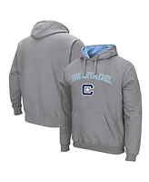 Men's Colosseum Gray Citadel Bulldogs Arch & Logo Pullover Hoodie