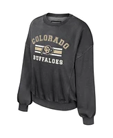 Women's Colosseum Black Colorado Buffaloes Audrey Washed Pullover Sweatshirt