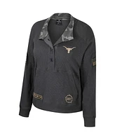 Women's Colosseum Heather Charcoal Texas Longhorns Oht Military-Inspired Appreciation Payback Henley Thermal Sweatshirt