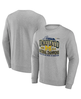 Men's Fanatics Steel Michigan Wolverines College Football Playoff 2023 National Champions Hometown Crewneck Pullover Sweatshirt