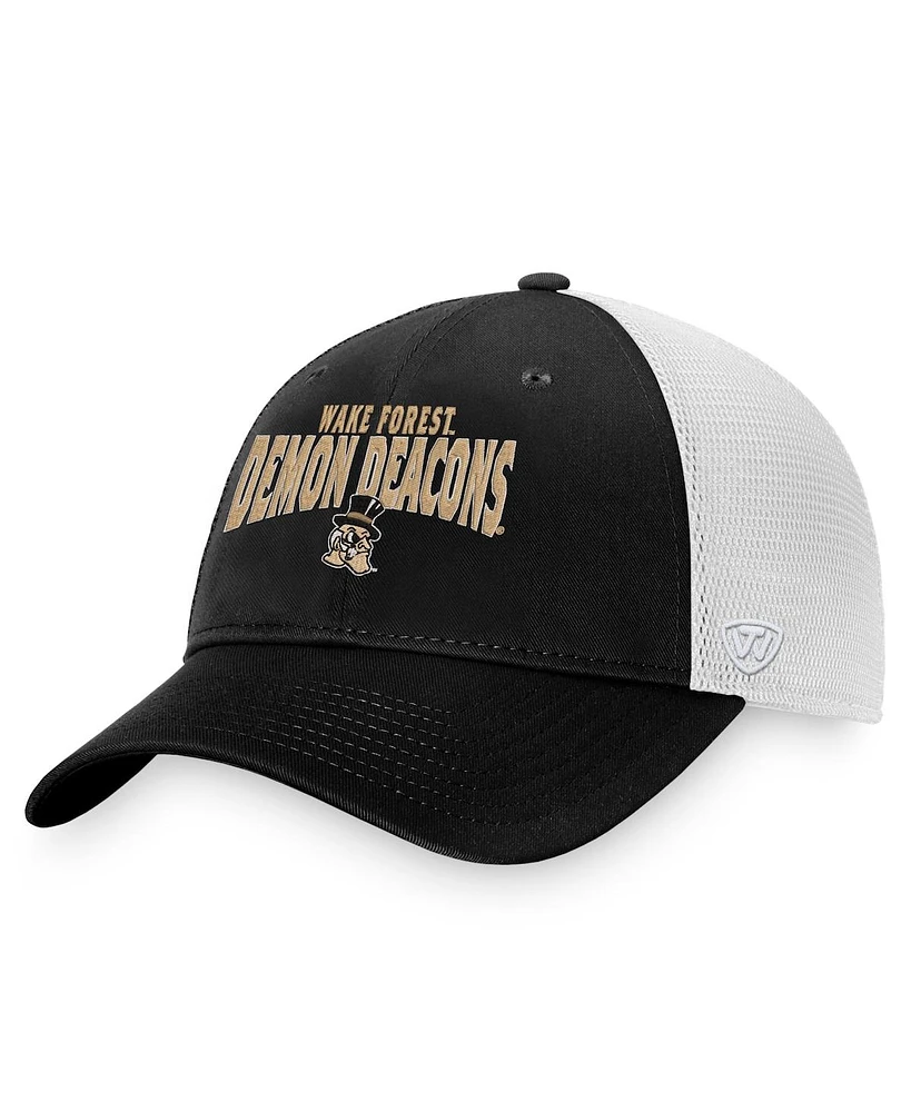 Men's Top of the World Black, White Wake Forest Demon Deacons Breakout Trucker Snapback Hat