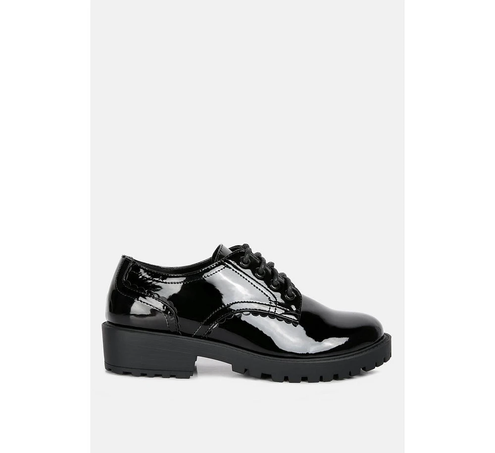 whittle patent lace up derby shoes