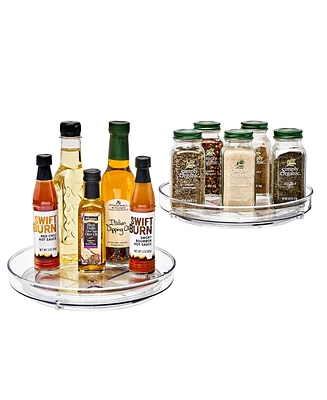 Sorbus Clear Lazy Susan Organizer 2-Pack - Versatile Kitchen and Cabinet Organizer, Lazy Susan for Pantry, Fridge, and Bathroom Storage (Flat)