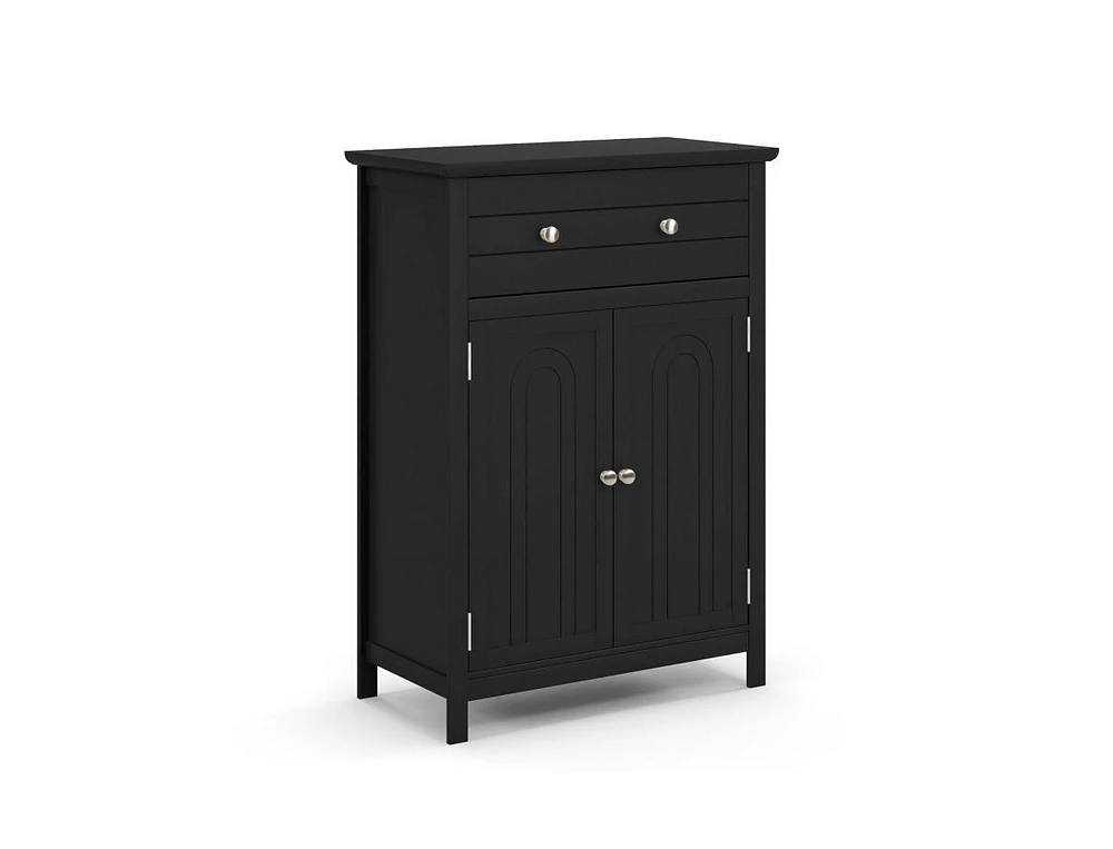 2-Door Freestanding Bathroom Cabinet with Drawer and Adjustable Shelf