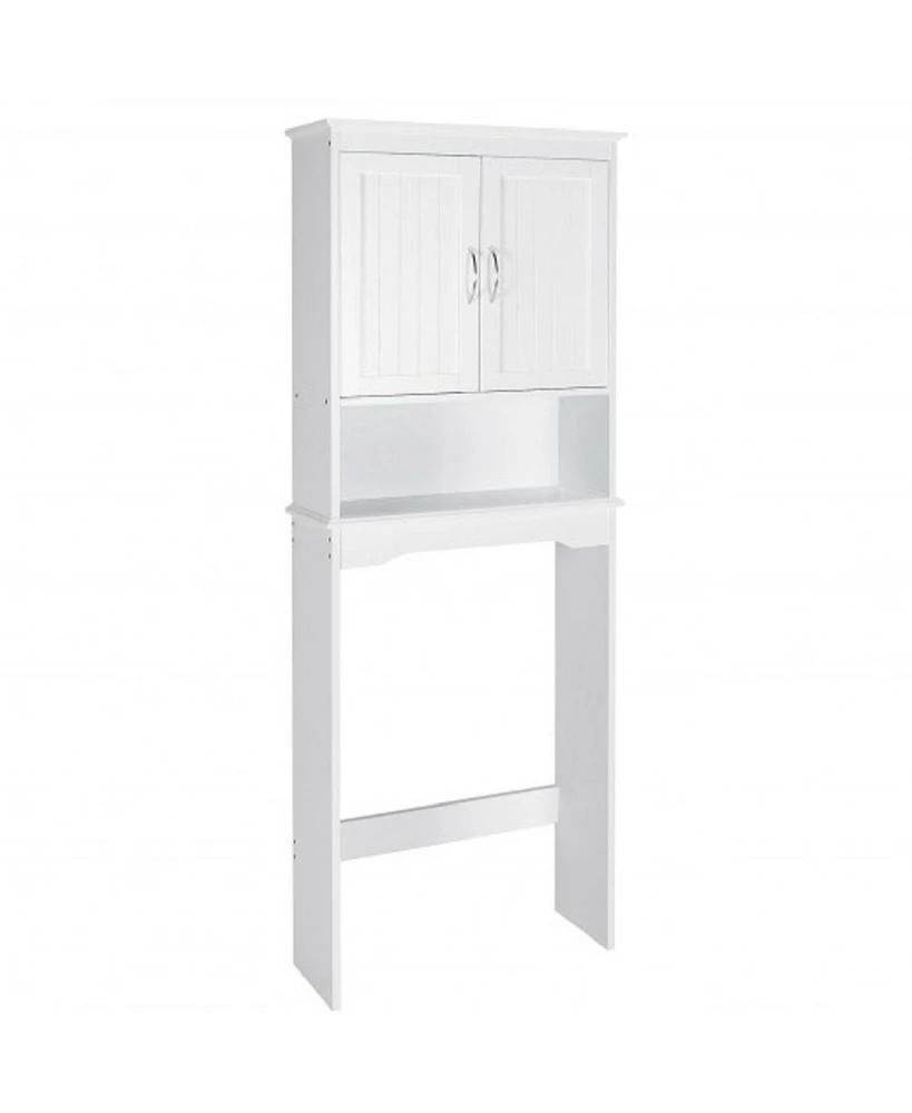 Over the Toilet Storage Cabinet Bathroom Organizer with Adjustable Shelf-White