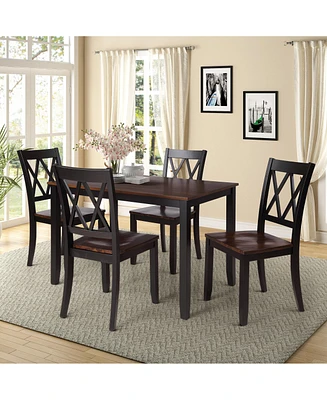 Simplie Fun 5-Piece Dining Table Set Home Kitchen Table And Chairs Wood Dining Set
