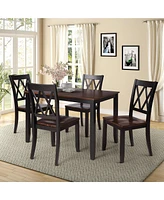 Simplie Fun 5-Piece Dining Table Set Home Kitchen Table And Chairs Wood Dining Set