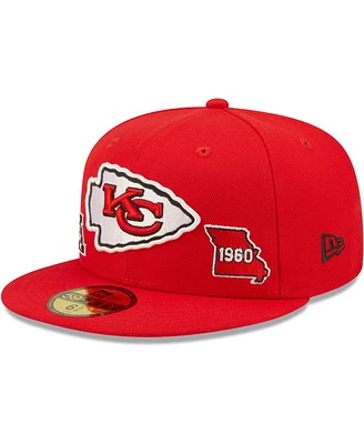 Men's New Era Red Kansas City Chiefs Identity 59FIFTY Fitted Hat