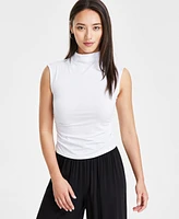 Bar Iii Petite Side-Ruched Mock-Neck Sleeveless Top, Created for Macy's