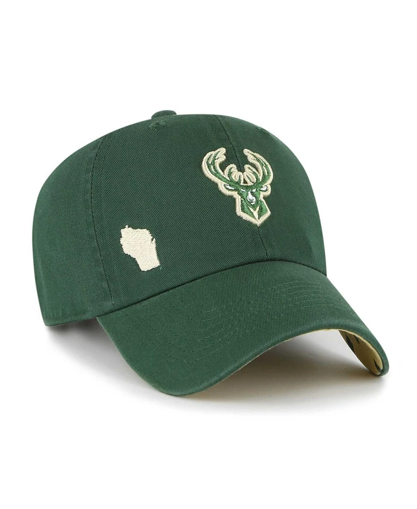 Women's '47 Brand Hunter Green Milwaukee Bucks Confetti Undervisor Clean Up Adjustable Hat