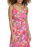 Siena Women's Floral-Print Chain-Trim Midi Dress