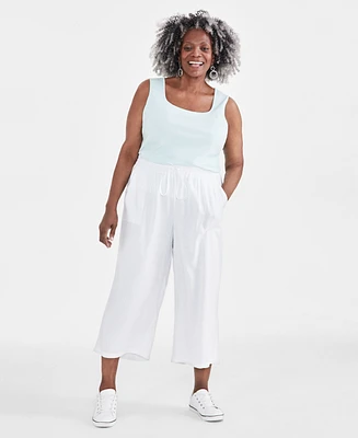 Style & Co Plus Linen Drawstring Capri Pants, Created for Macy's