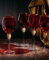 The Wine Savant Set of 4 Diamond Stemmed Wine Glasses, 14 oz Set of 4