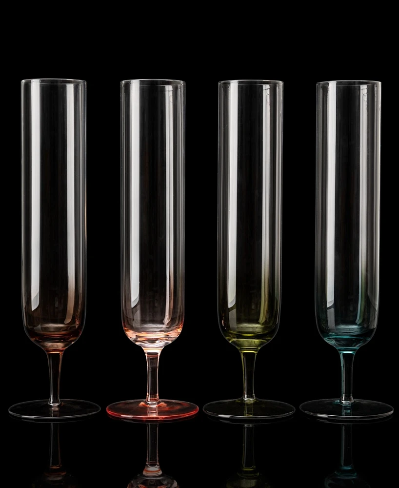 The Wine Savant Multicolored Beautiful Champagne Flutes, Set of 4
