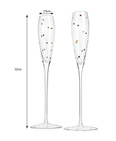 The Wine Savant Polka Dot Champagne Flutes Glass, Set of 2