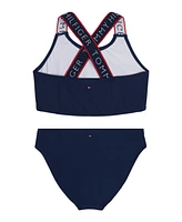 Tommy Hilfiger Big Girls Logo Strap Two Piece Swimsuit